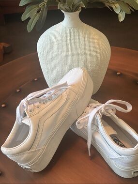 Vans White Platform Old Skool Sneakers for Women